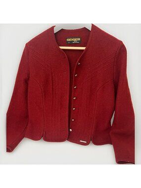 Geiger Tyrol Boiled Wool Jacket Austrian Loden Pink Cardigan Womens Large. R
